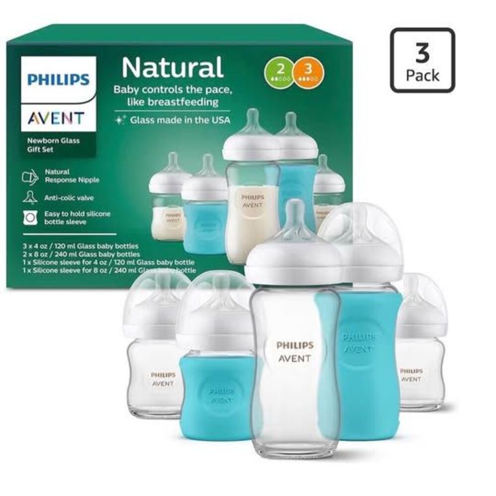 Philips Avent Natural Newborn Glass Baby Bottle Gift Set 3-Pack